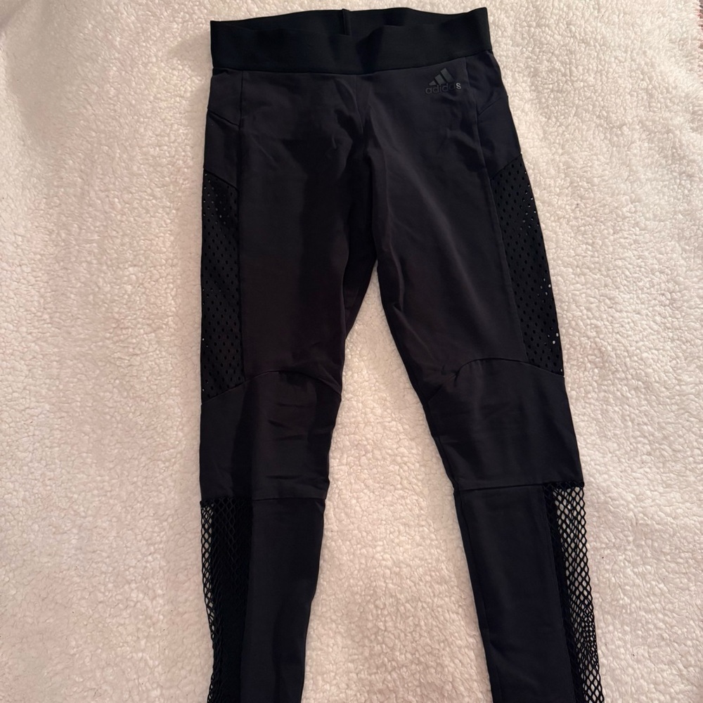 Adidas Black Performance Leggings with Mesh